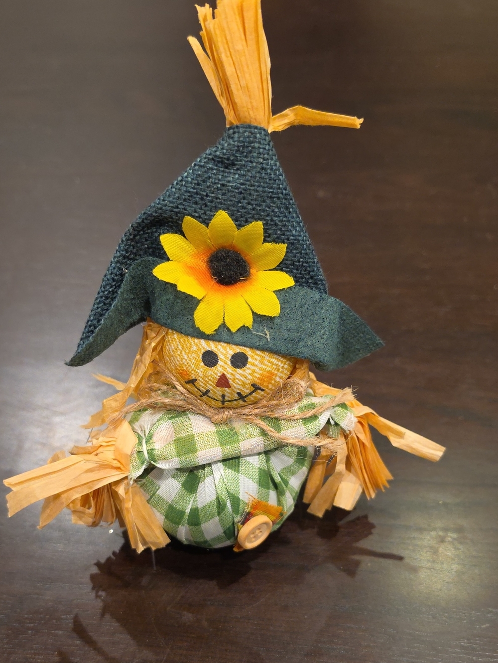 Autumn Scarecrow Table Accent - Green Plaid
